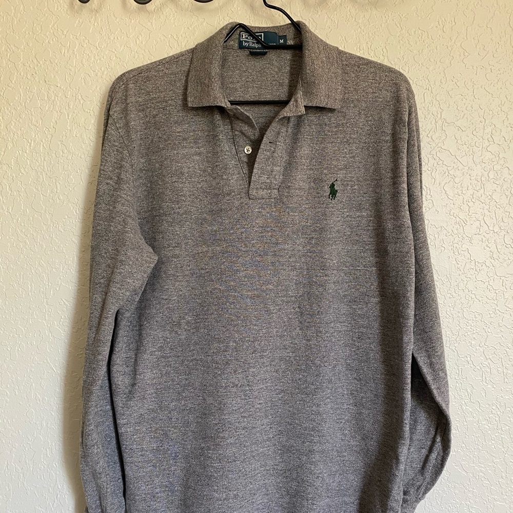Mesh Long-Sleeve Polo Shirt
